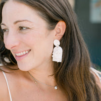 Deco Sculpture White Earrings