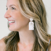 Deco Sculpture White Earrings