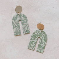 Sage Palm Print U Earrings