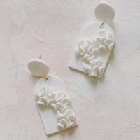 Deco Sculpture White Earrings