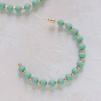 Evie Mint Wood & Gold Bead Hoops
