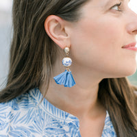 Eliza Tassel Ball Earrings in Grandmillenial Blue