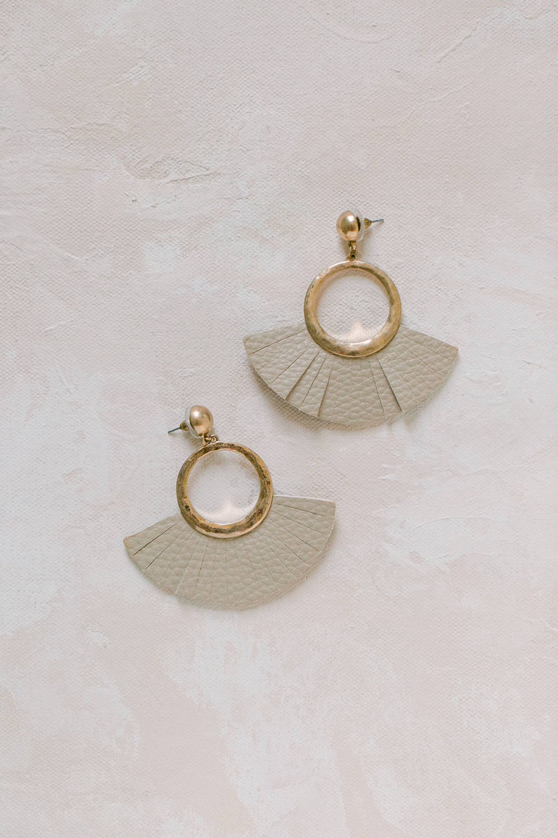 Gold & Tan Fan Fringe Earrings