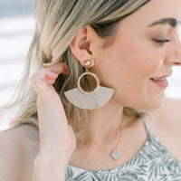 Gold & Tan Fan Fringe Earrings