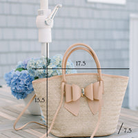 Hanna Straw Bow Tote in White