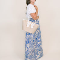 Hanna Straw Bow Tote in White