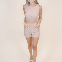 Imani Sleeveless Short Set in Taupe