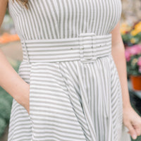 Jane Stripe Belted Midi Dress