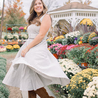 Jane Stripe Belted Midi Dress
