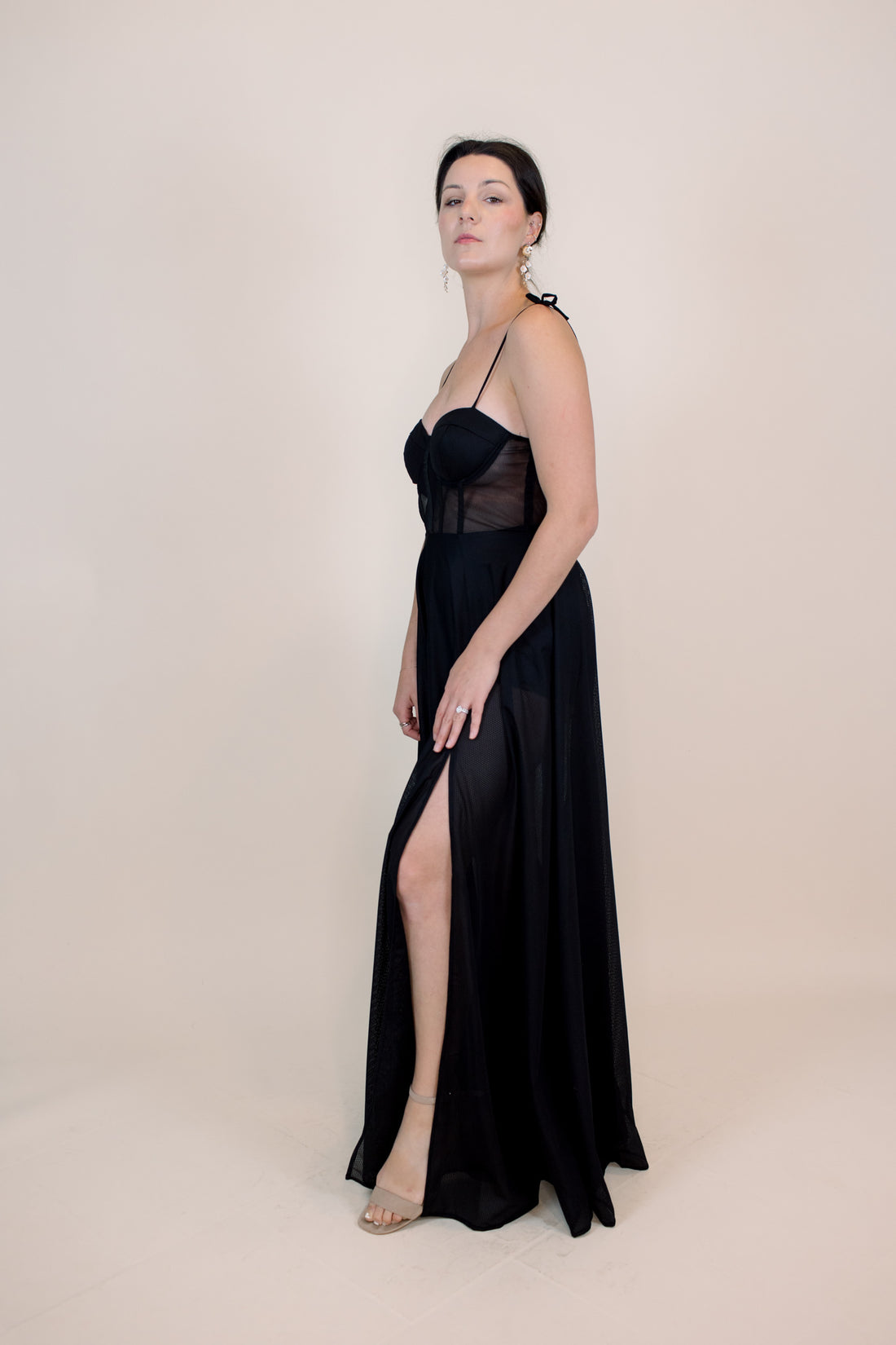 Maxine Black Mesh Bustier Dress