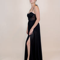 Maxine Black Mesh Bustier Dress