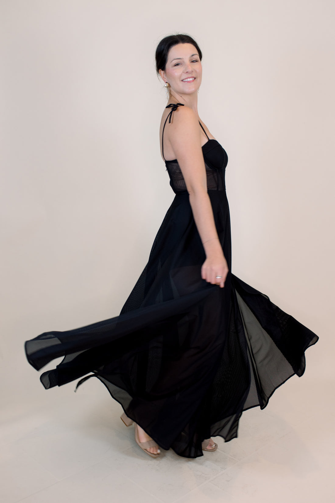 Maxine Black Mesh Bustier Dress