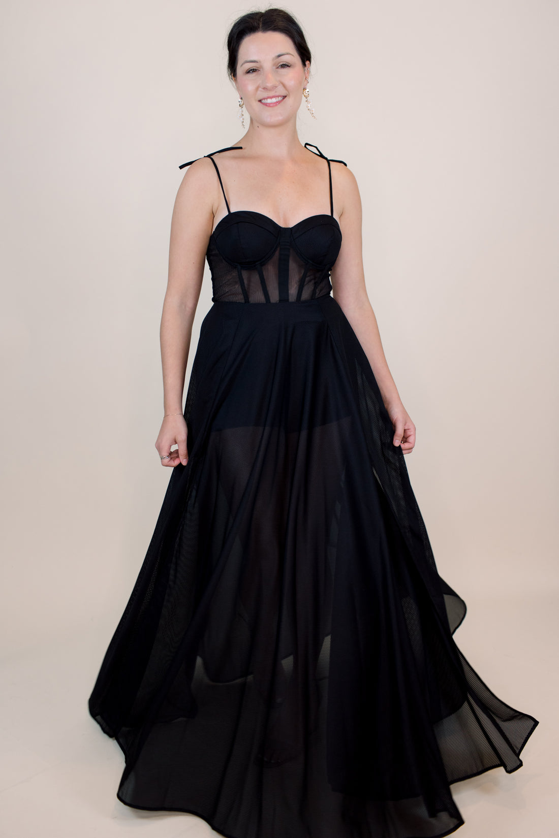 Maxine Black Mesh Bustier Dress