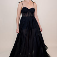 Maxine Black Mesh Bustier Dress