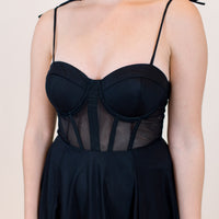 Maxine Black Mesh Bustier Dress