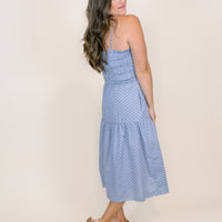 Millie Blue & White Smocked Midi Dress