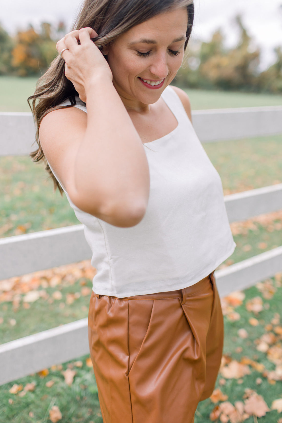 Nia Linen Crop Top White