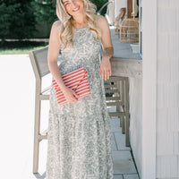Olive Palm Cross-Back Maxi Dress