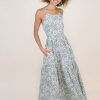 Olive Palm Cross-Back Maxi Dress