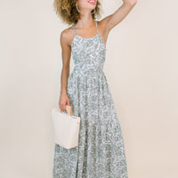 Olive Palm Cross-Back Maxi Dress