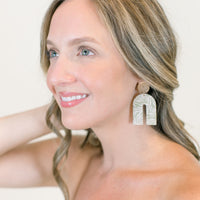 Sage Palm Print U Earrings