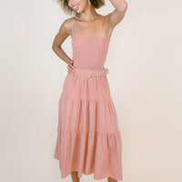 Sara Muted Coral Dress with Belt