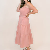 Sara Muted Coral Dress with Belt