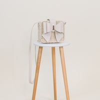 Square Rattan and Bow Crossbody