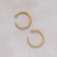 Natural Wood Bead Hoop Earrings