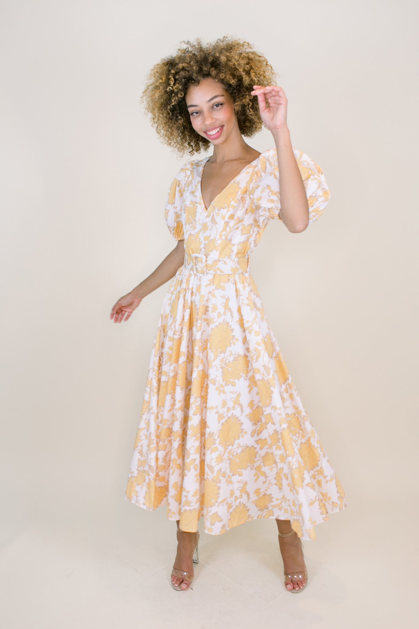 Zuri Puff Sleeve Belted Dress Love, Odette Zuri Puff Sleeve Belted Dress Love, Odette
