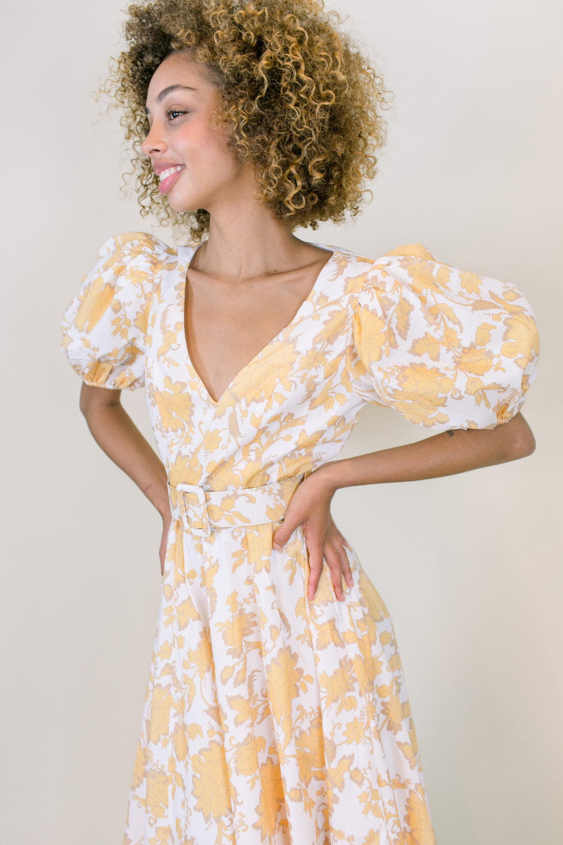 Zuri Puff Sleeve Belted Dress