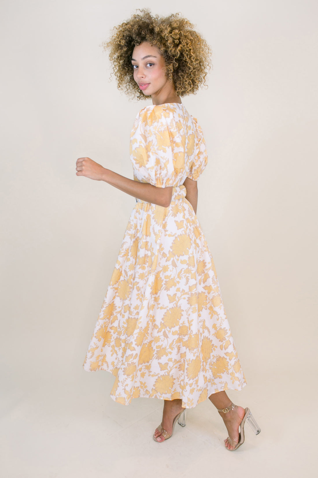 Zuri Puff Sleeve Belted Dress