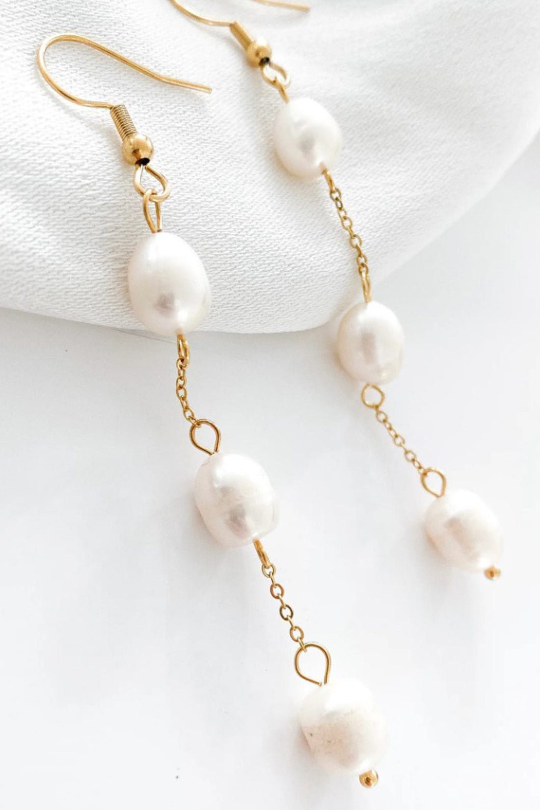 Delicate Pearl Drop Earrings Gold