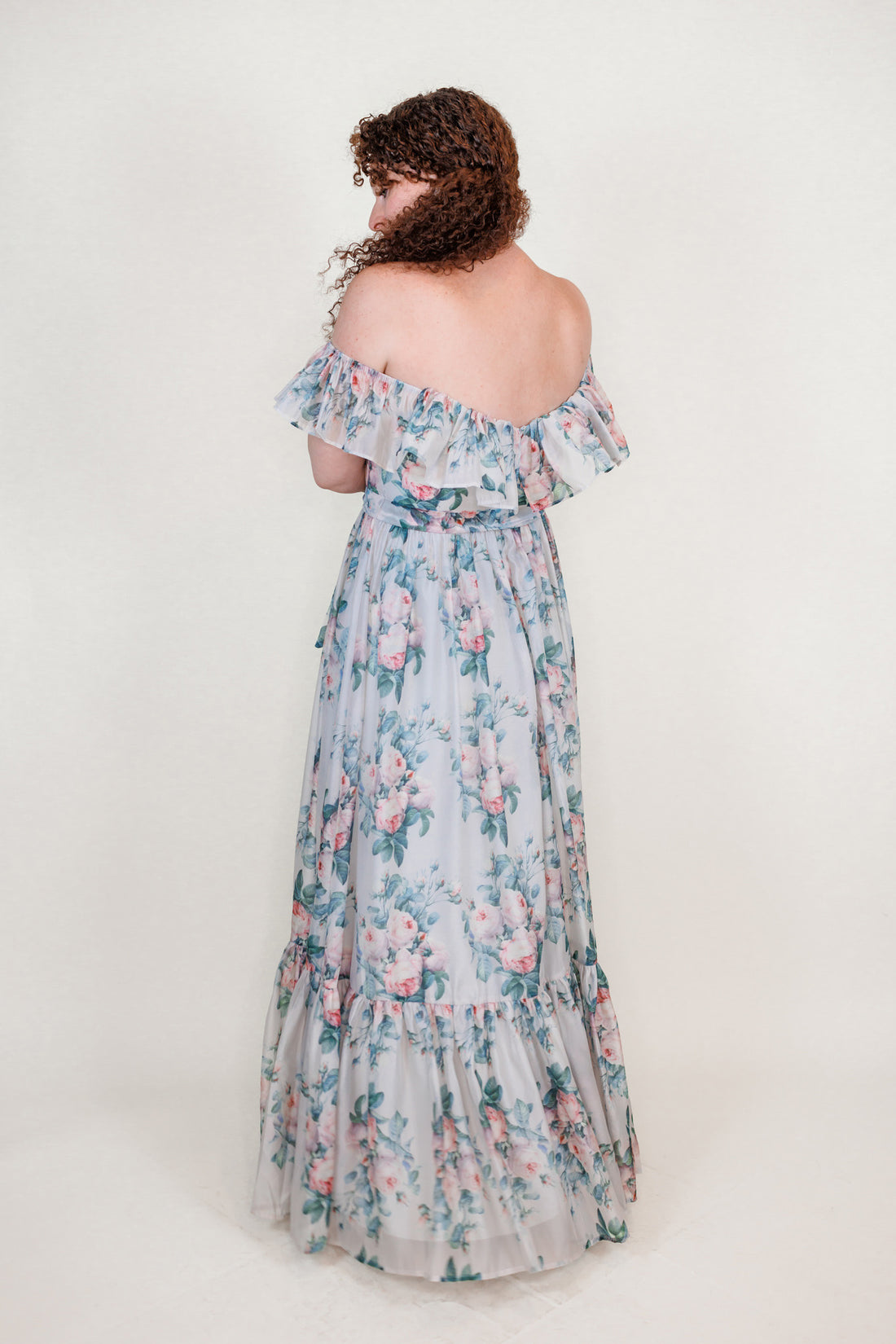 Juliette Floral Dress in Blue Grey