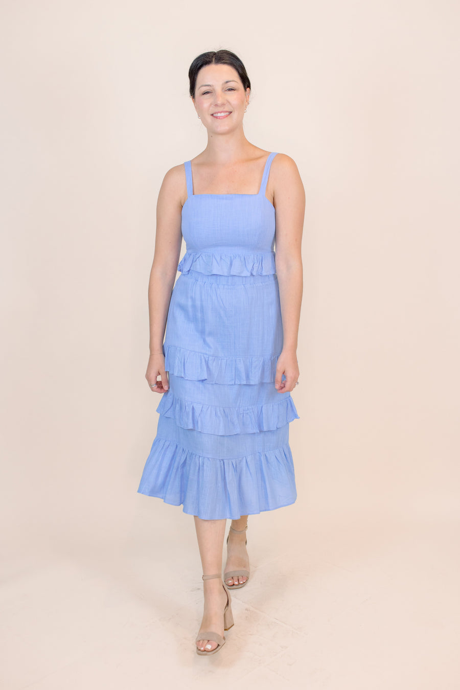 Alessandra Ruffle Skirt Set in Blue