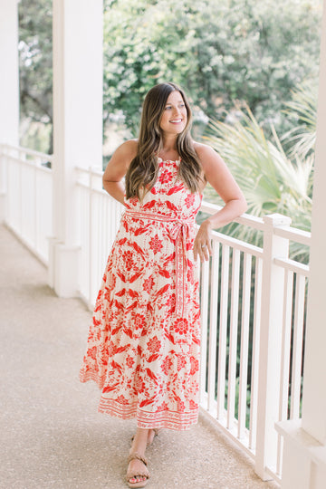 Kehlani Red Multi Halter Dress