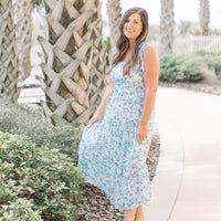 Liana Blue Floral Tiered Dress