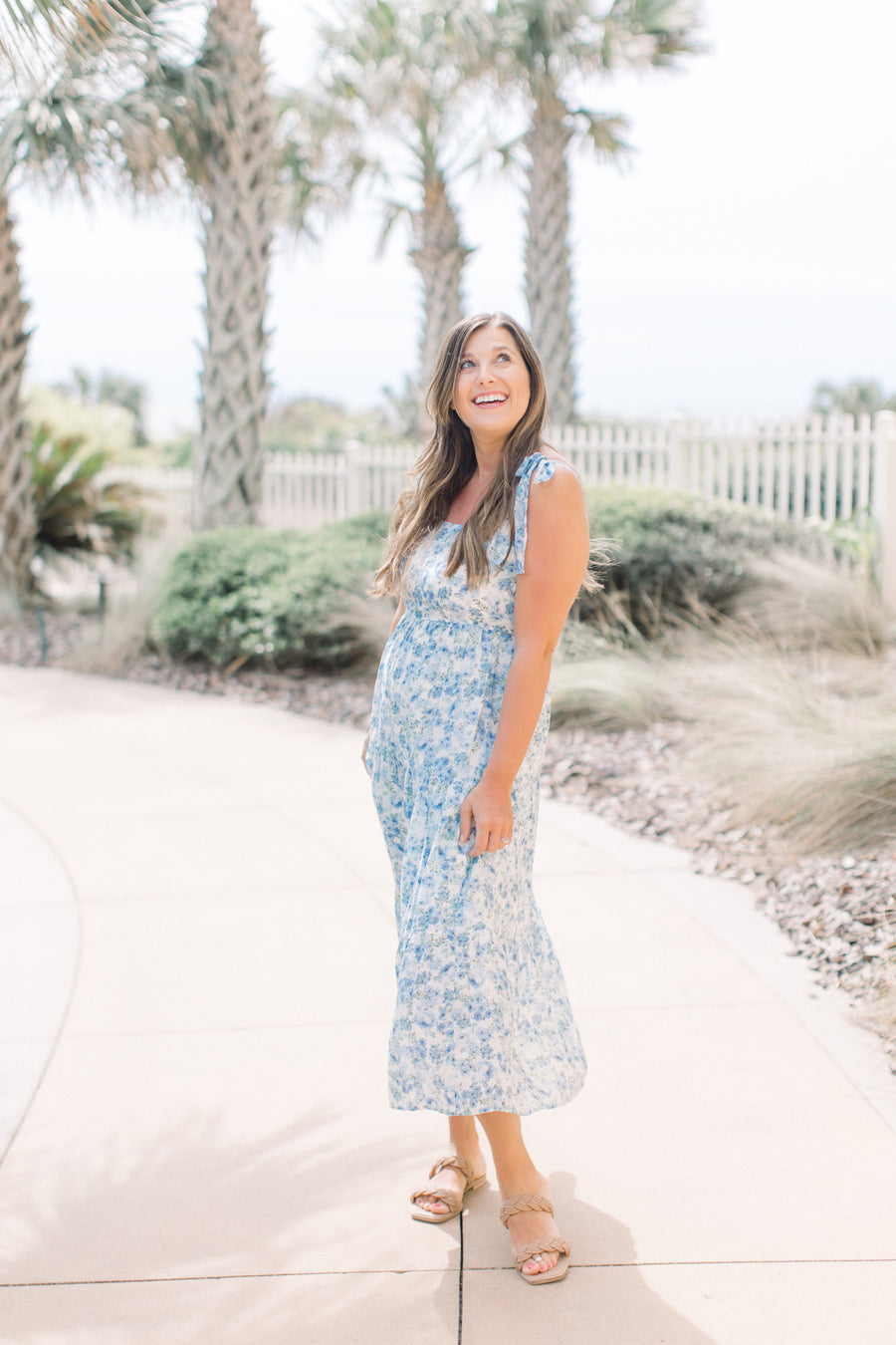 Liana Blue Floral Tiered Dress