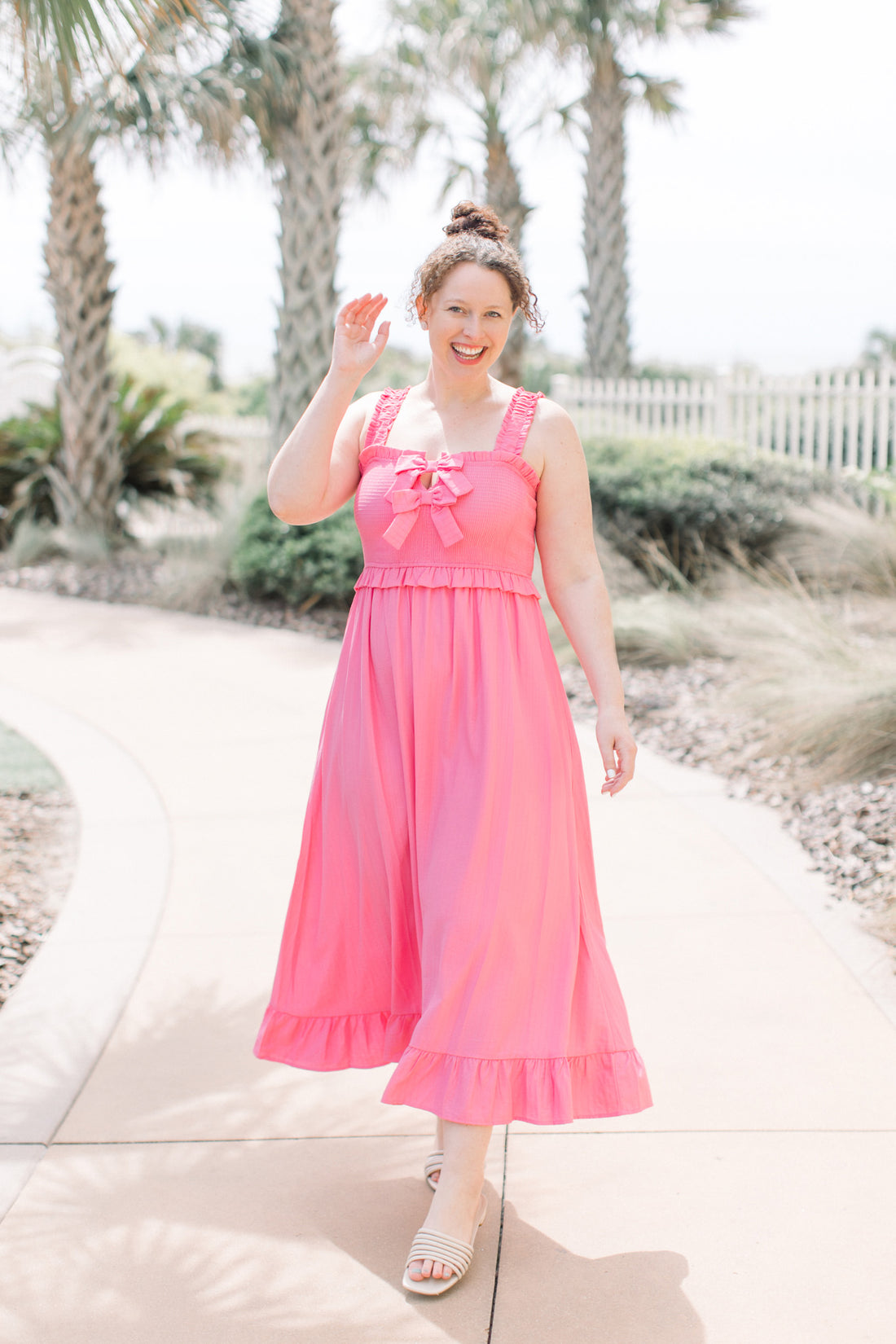 melody pink dress Melody Drop Waist Midi Dress