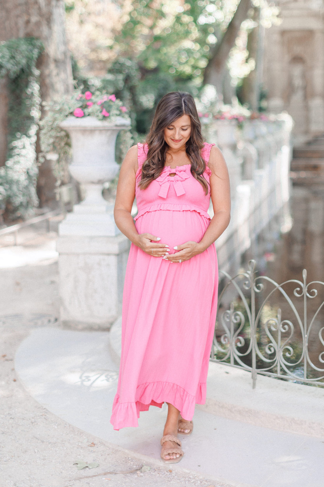 Melody Smocked Pink Bow Dress