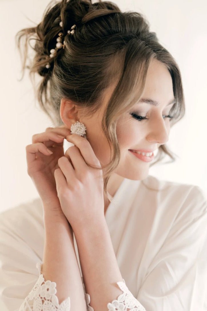 White Cluster Earrings