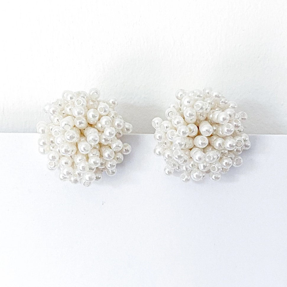 White Cluster Earrings