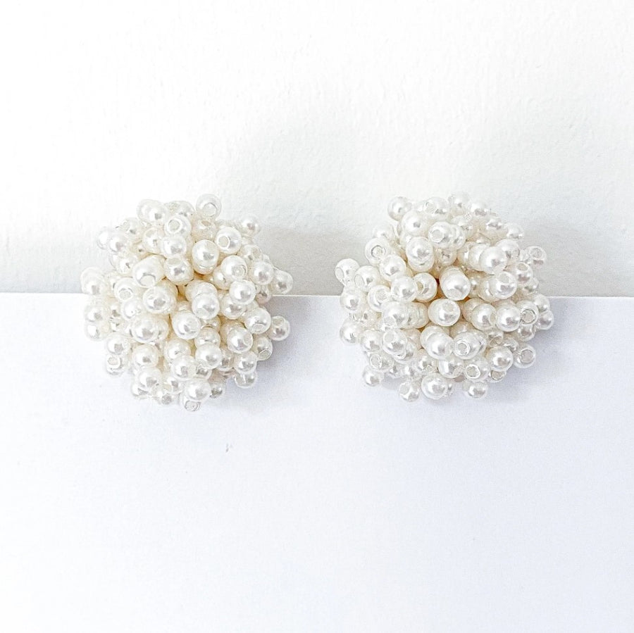 White Cluster Earrings