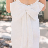 Vera White Sequin Bow Dress