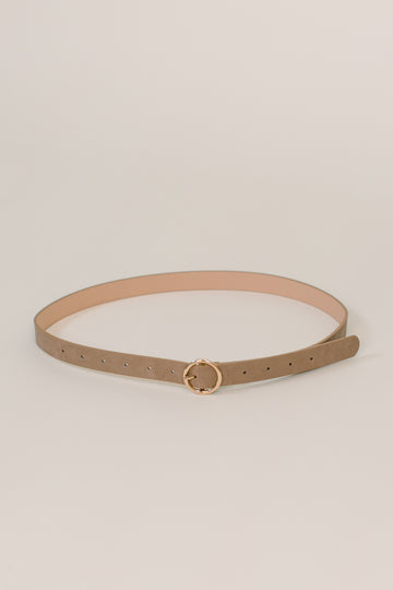 Taupe Faux Leather Belt