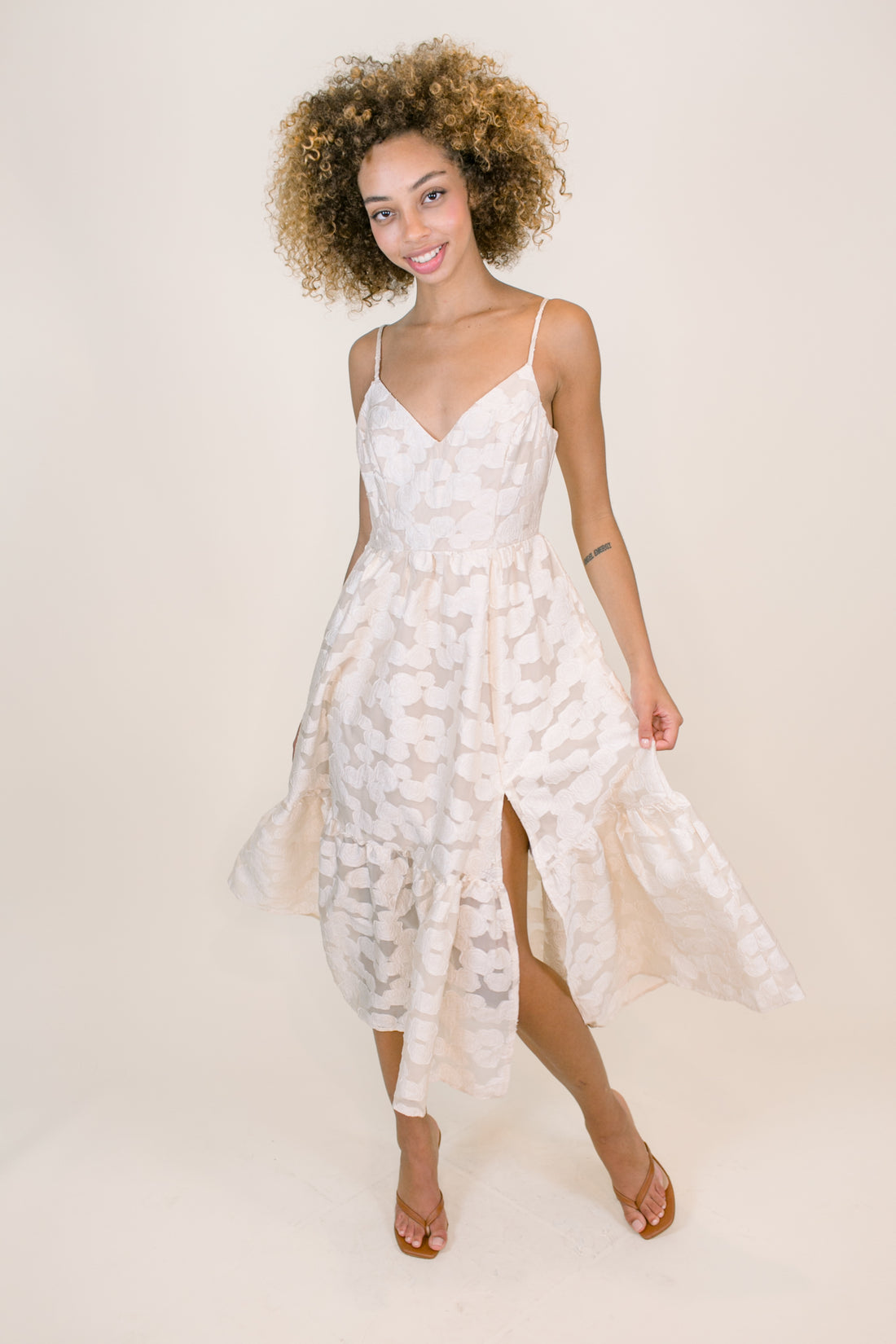 Adeline Cream Textured Dress
