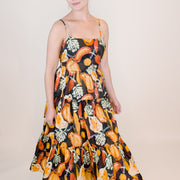 Banana Printed Tiered Dress