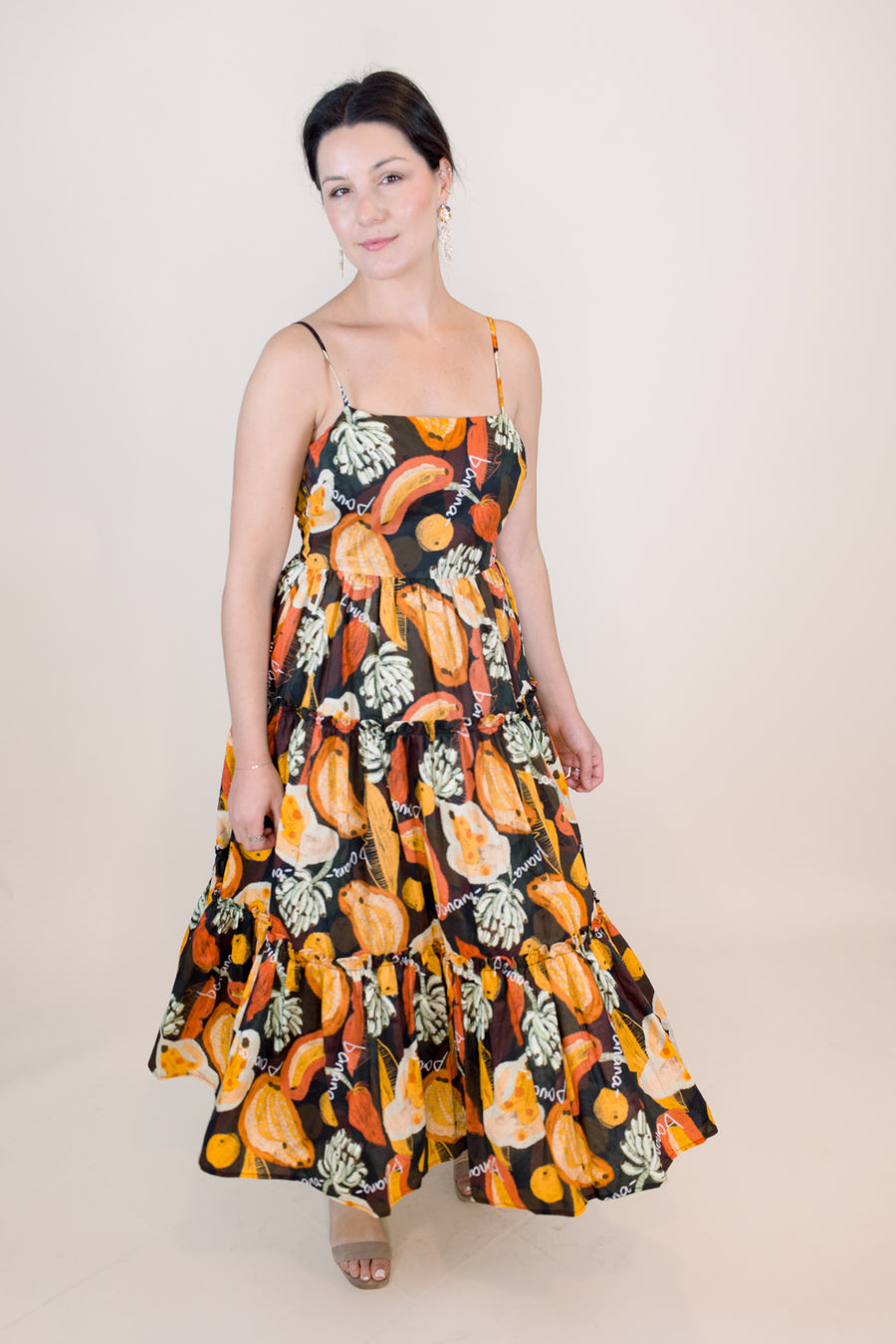Banana Printed Tiered Dress
