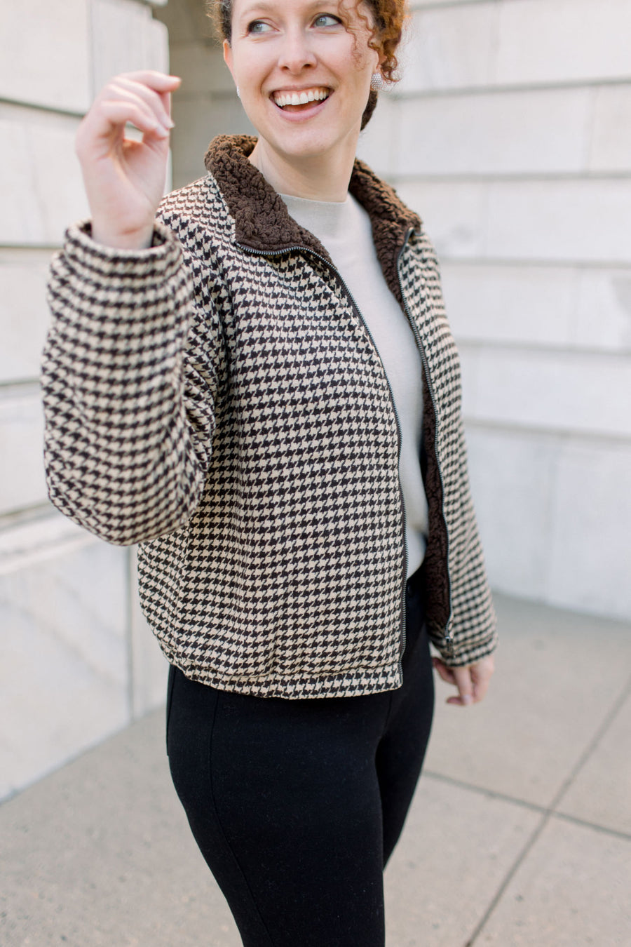 Bray Houndstooth Bomber Jacket