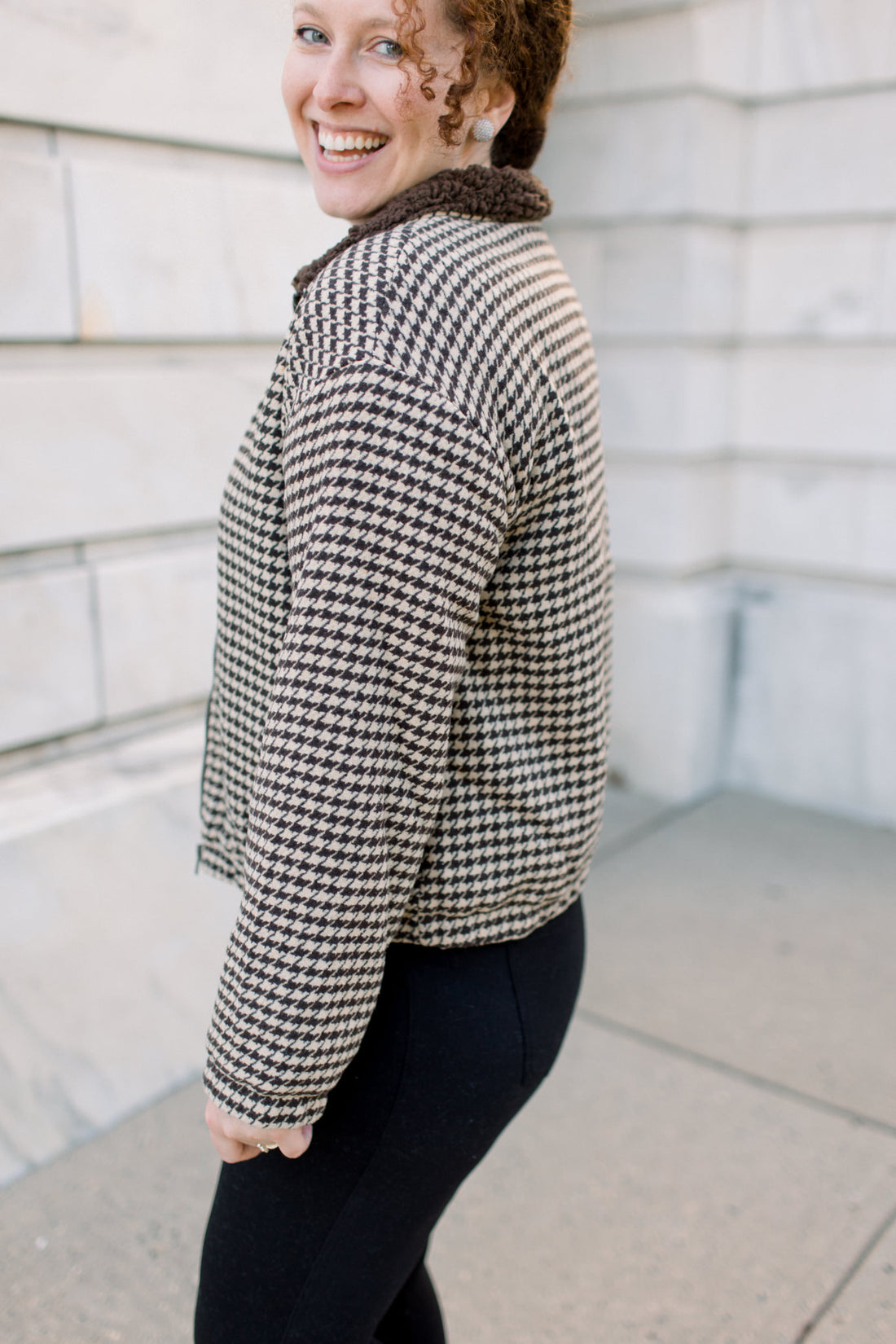 Bray Houndstooth Bomber Jacket